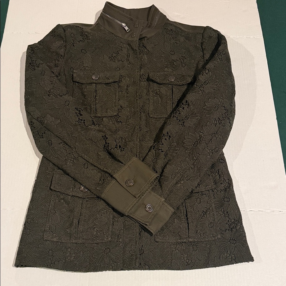 Nordstrom Dark Green Lace Utility Jacket